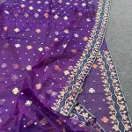 Purple with golden and copper Jamdani Saree
