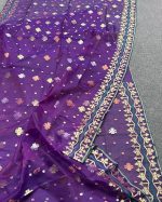 Purple with golden and copper Jamdani Saree