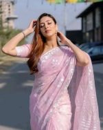 Baby pink Jamdani Saree
