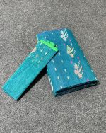 Sea-green with golden and silver Jamdani Saree - Image 7