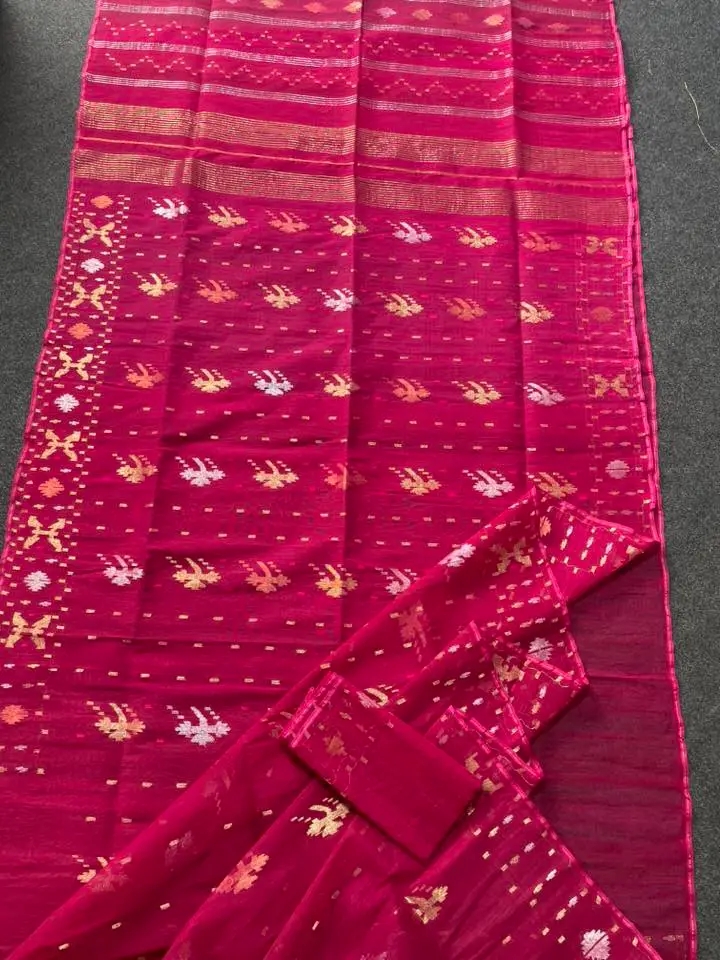 1763961442490 Magenta Jamdani Saree - Image 1