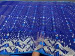 Blue and silver Half silk Jamdani saree - Image 4