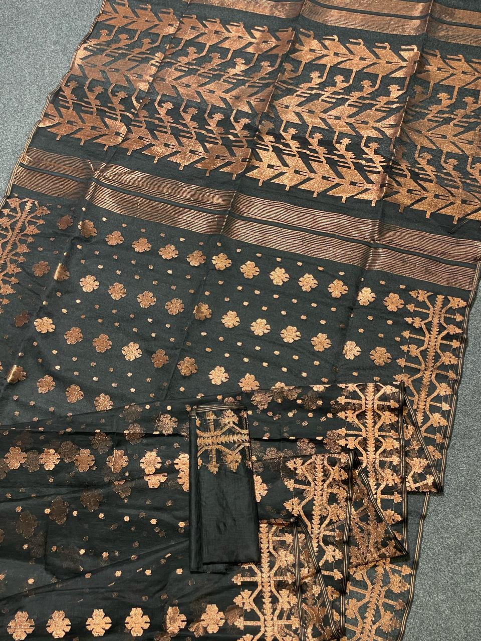IMG-20250519-WA0058 Black and Copper Jamdani Saree - Image 1