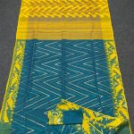 Sea Green and Yellow jamdani Saree