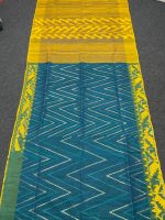 Sea Green and Yellow jamdani Saree - Image 4