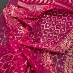 Magenta and golden Jamdani Saree