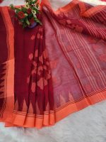 Red Wine Monipuri Saree