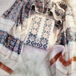 White and copperJamdani three piece.