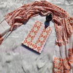 White with orange and golden jori work.