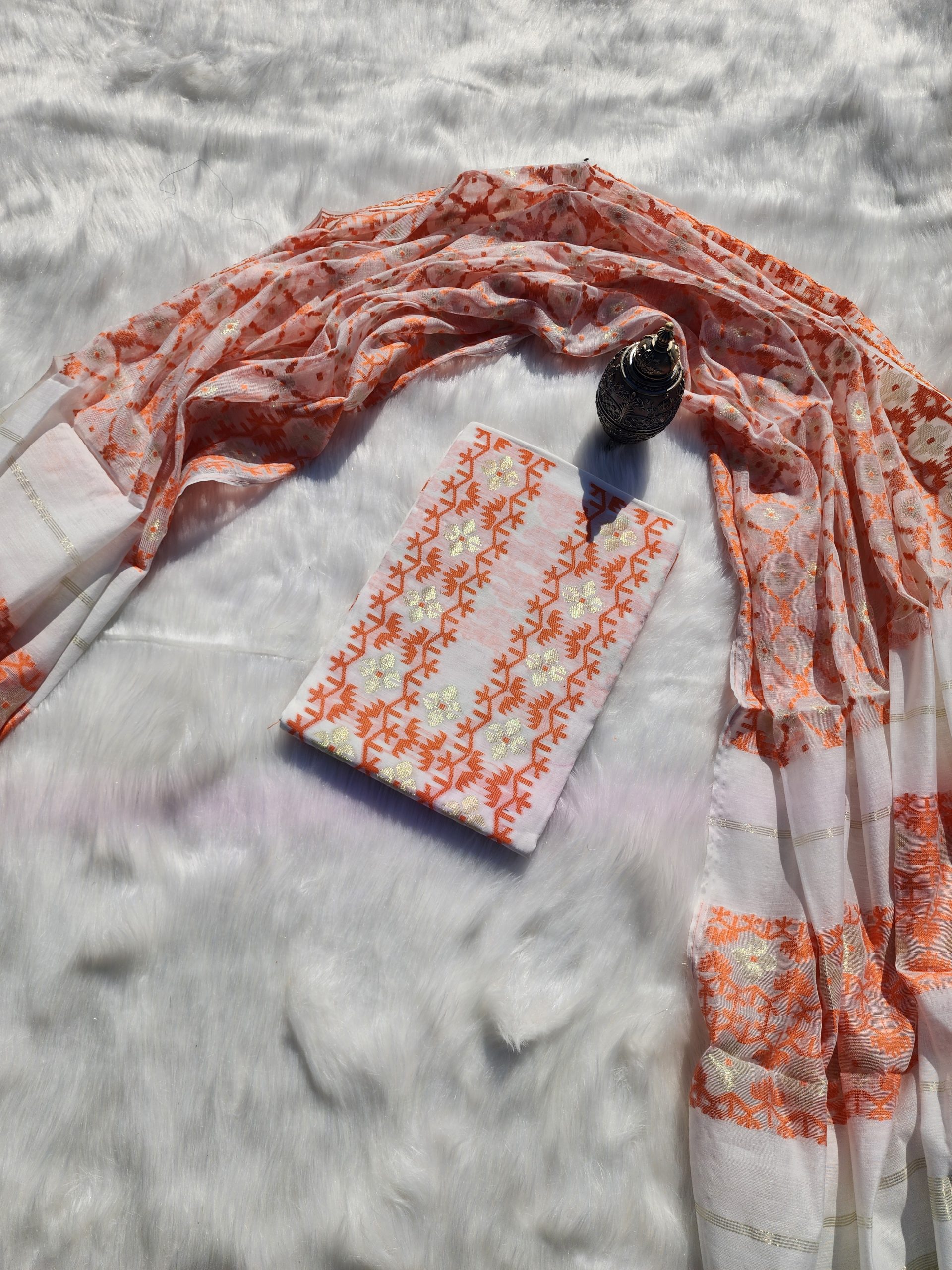 20251213_122418(1) White with orange and golden jori work. - Image 1