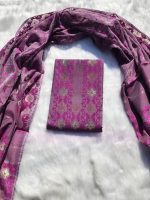 Purple  Jamdani three piece. - Image 4