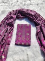 Purple  Jamdani three piece. - Image 3