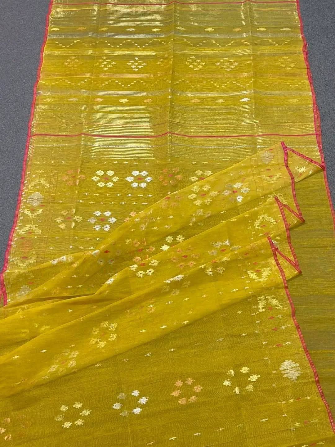 FB_IMG_1759553931794 Yellow Jamdani Saree - Image 1