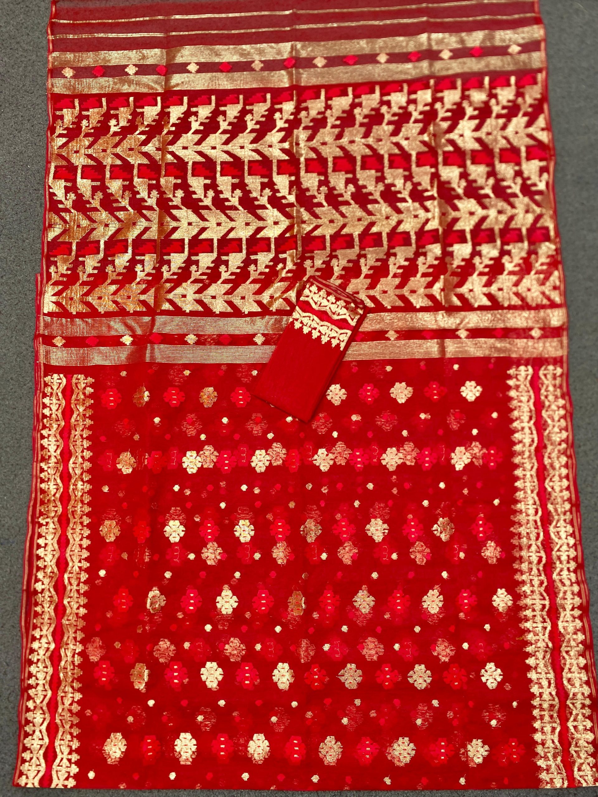 IMG-20250511-WA0157 Red and Golden Jamdani Saree - Image 1