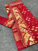 Red jamdani saree - Image 4